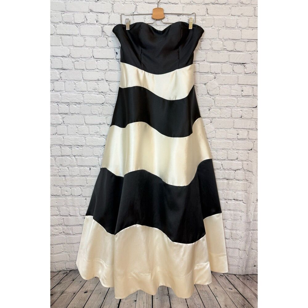 Anthropologie Hutch Strapless Maxi Dress Formal Gown Black White Colorblock 8 - Picture 5 of 16